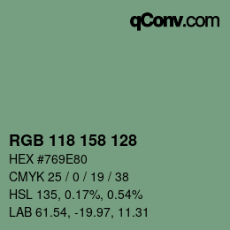 颜色代码: RGB 118 158 128 | qconv.com