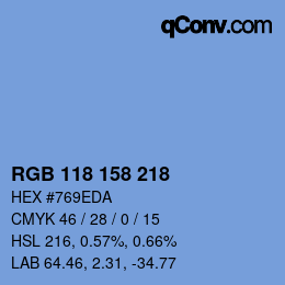 Color code: RGB 118 158 218 | qconv.com