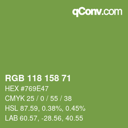 カラーコード: RGB 118 158 71 | qconv.com