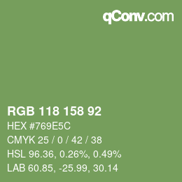 颜色代码: RGB 118 158 92 | qconv.com