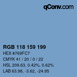 Código de color: RGB 118 159 199 | qconv.com