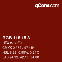 Color code: RGB 118 15 3 | qconv.com