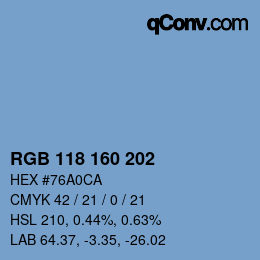 Color code: RGB 118 160 202 | qconv.com