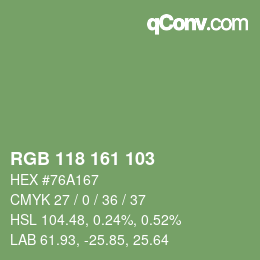 カラーコード: RGB 118 161 103 | qconv.com