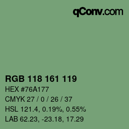 Color code: RGB 118 161 119 | qconv.com