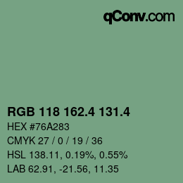 カラーコード: RGB 118 162.4 131.4 | qconv.com