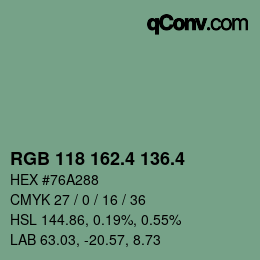 カラーコード: RGB 118 162.4 136.4 | qconv.com