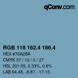 カラーコード: RGB 118 162.4 186.4 | qconv.com