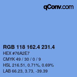 カラーコード: RGB 118 162.4 231.4 | qconv.com