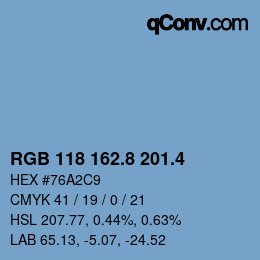 カラーコード: RGB 118 162.8 201.4 | qconv.com