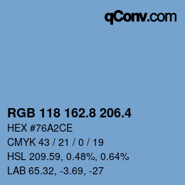 カラーコード: RGB 118 162.8 206.4 | qconv.com