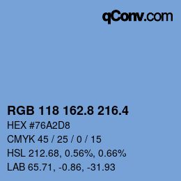 カラーコード: RGB 118 162.8 216.4 | qconv.com