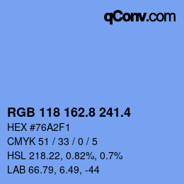 カラーコード: RGB 118 162.8 241.4 | qconv.com