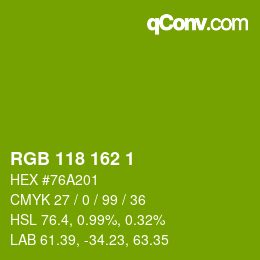 Color code: RGB 118 162 1 | qconv.com