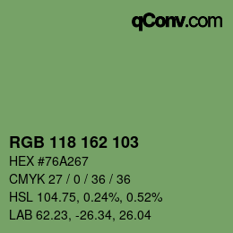 カラーコード: RGB 118 162 103 | qconv.com