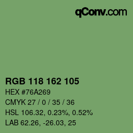 カラーコード: RGB 118 162 105 | qconv.com