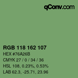 カラーコード: RGB 118 162 107 | qconv.com