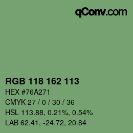 Color code: RGB 118 162 113 | qconv.com