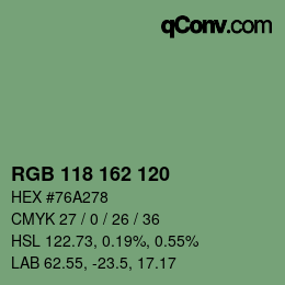 颜色代码: RGB 118 162 120 | qconv.com