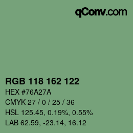 カラーコード: RGB 118 162 122 | qconv.com