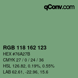 カラーコード: RGB 118 162 123 | qconv.com