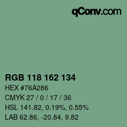 Color code: RGB 118 162 134 | qconv.com