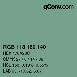 Farbcode: RGB 118 162 140 | qconv.com