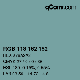 Color code: RGB 118 162 162 | qconv.com