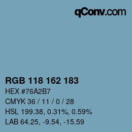 Color code: RGB 118 162 183 | qconv.com