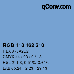 颜色代码: RGB 118 162 210 | qconv.com