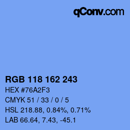 カラーコード: RGB 118 162 243 | qconv.com