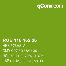 カラーコード: RGB 118 162 26 | qconv.com