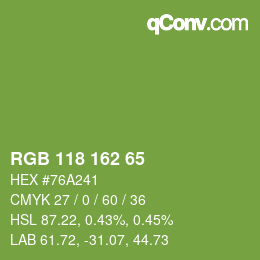 Color code: RGB 118 162 65 | qconv.com