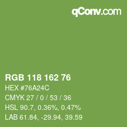 カラーコード: RGB 118 162 76 | qconv.com
