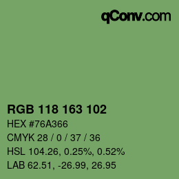 Color code: RGB 118 163 102 | qconv.com