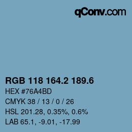 カラーコード: RGB 118 164.2 189.6 | qconv.com