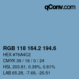 カラーコード: RGB 118 164.2 194.6 | qconv.com