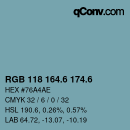 カラーコード: RGB 118 164.6 174.6 | qconv.com