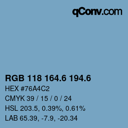 カラーコード: RGB 118 164.6 194.6 | qconv.com