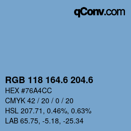 カラーコード: RGB 118 164.6 204.6 | qconv.com