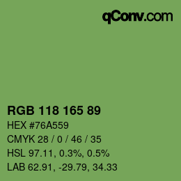 Color code: RGB 118 165 89 | qconv.com