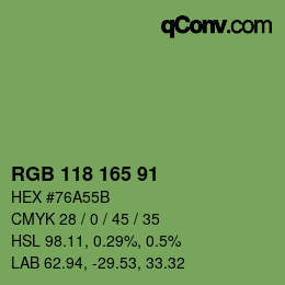 Color code: RGB 118 165 91 | qconv.com