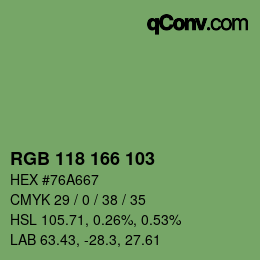 Color code: RGB 118 166 103 | qconv.com