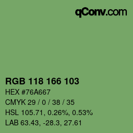 Color code: RGB 118 166 103 | qconv.com