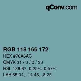 Color code: RGB 118 166 172 | qconv.com