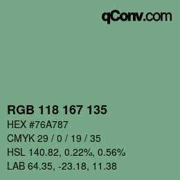颜色代码: RGB 118 167 135 | qconv.com