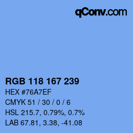 Color code: RGB 118 167 239 | qconv.com