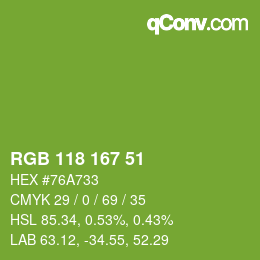 Código de color: RGB 118 167 51 | qconv.com