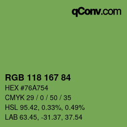 Farbcode: RGB 118 167 84 | qconv.com