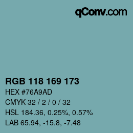 Código de color: RGB 118 169 173 | qconv.com